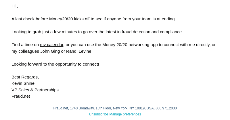 , your team at Money20/20