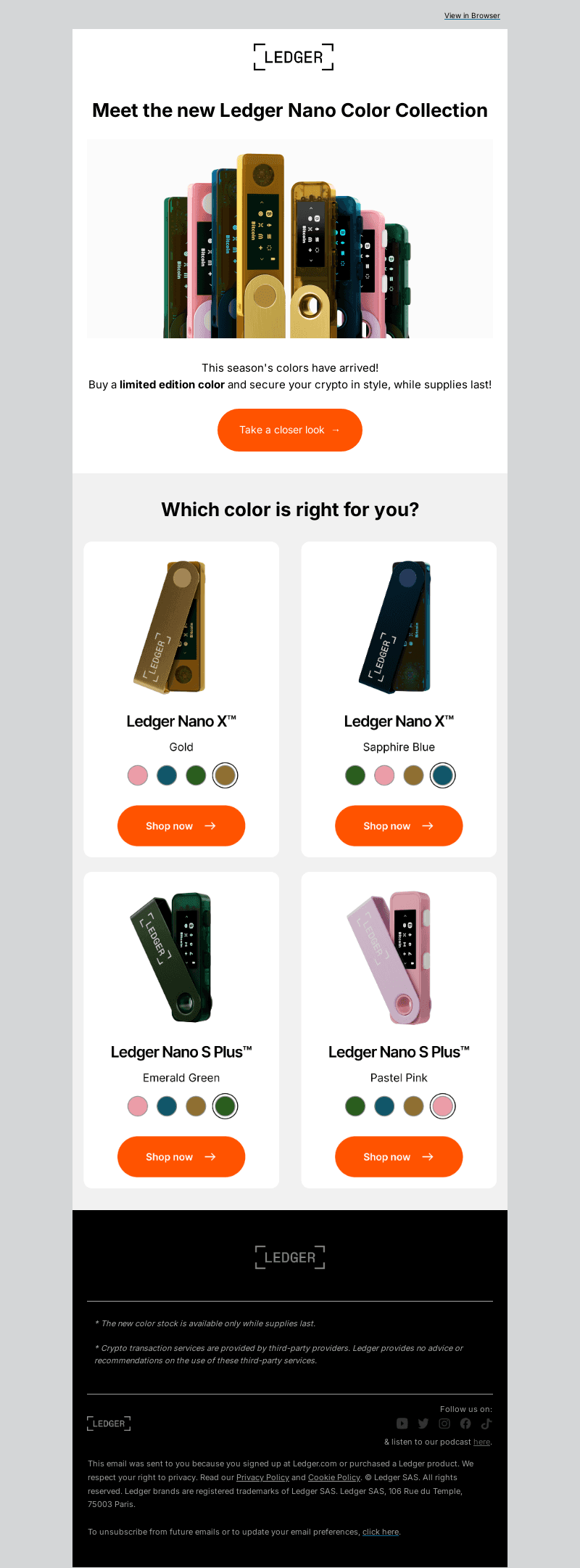 A gold Ledger Nano wallet?