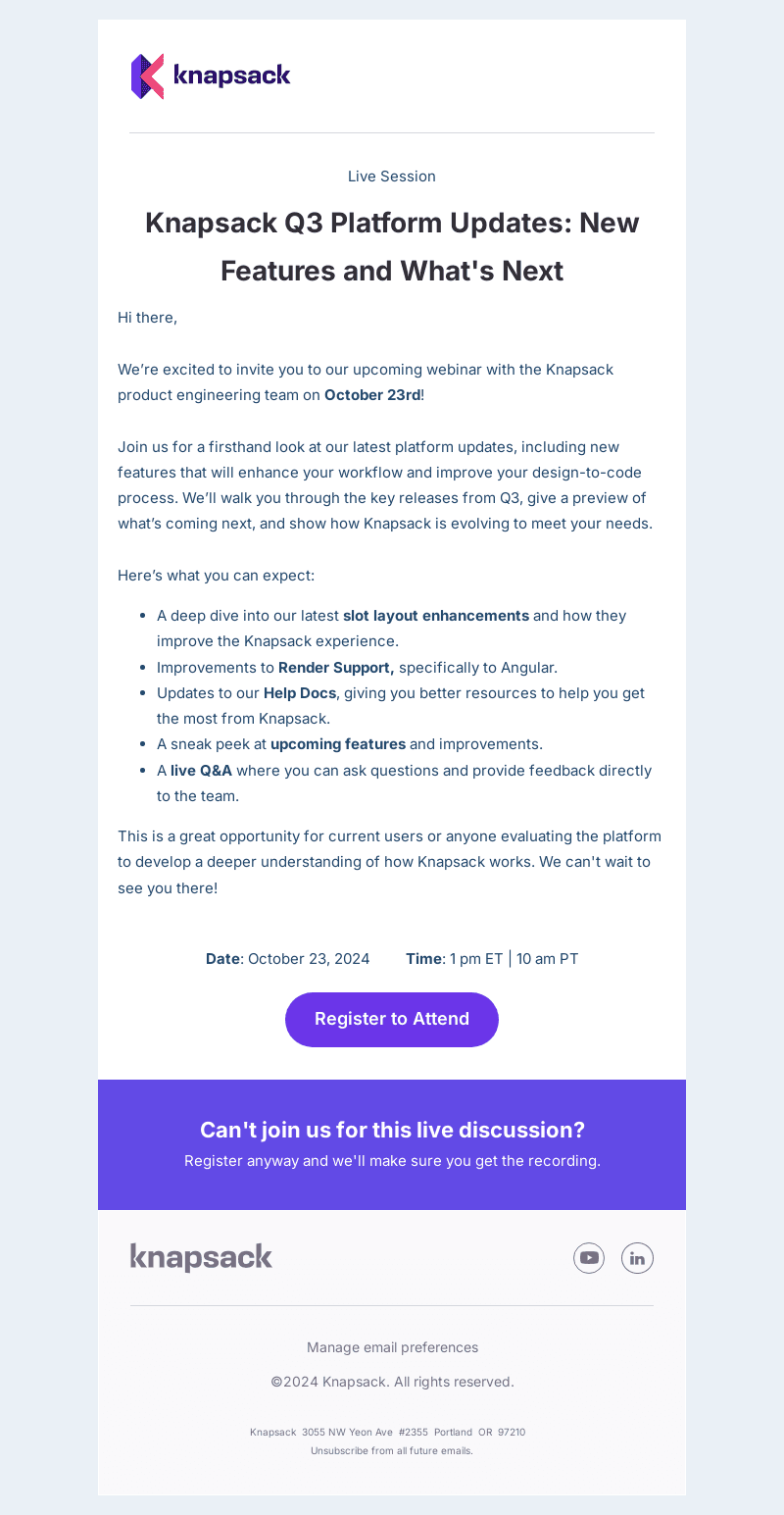 Knapsack email from Tue, Oct 22, 2024