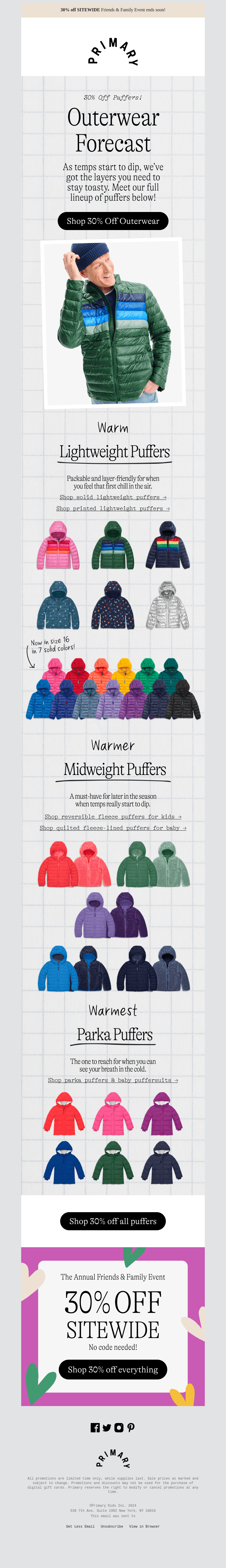 Unpredictable weather? 30% OFF puffers for every temp