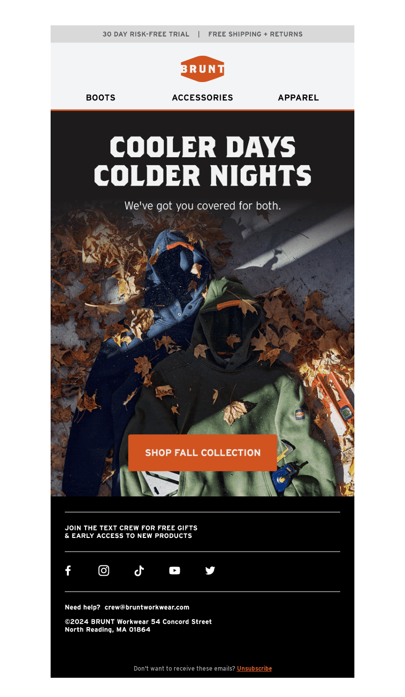 Cooler Days. Colder Nights.