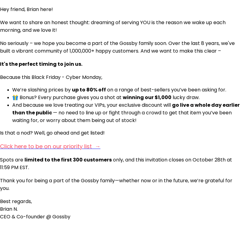 On a personal note from the founder