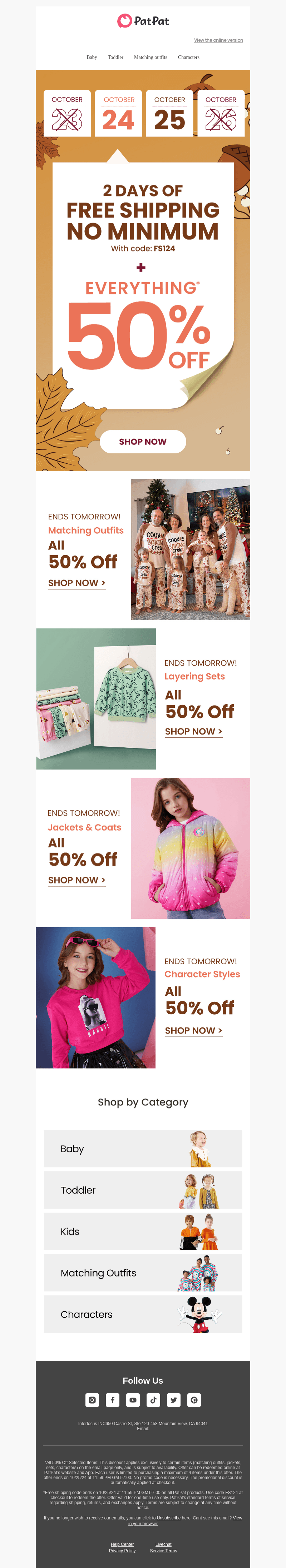 re:  Everything 50% Off + Free Shipping(No Minimum) 🕛🛍️