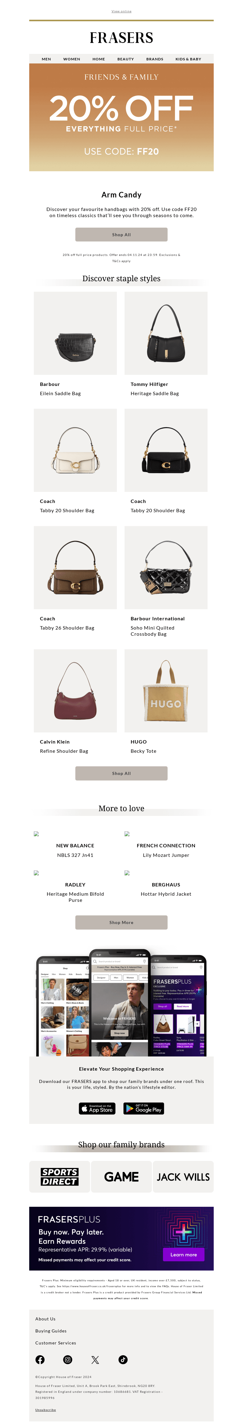20% off handbags