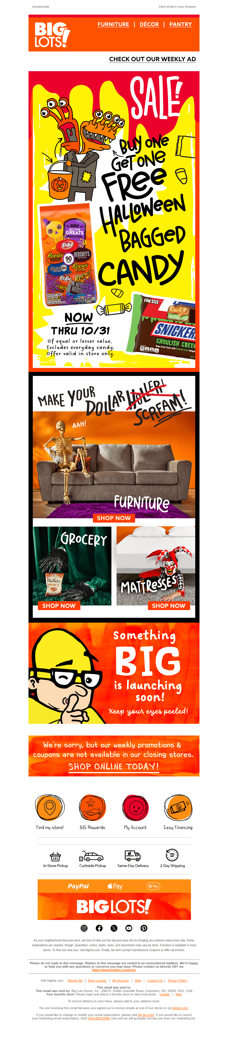 Big Lots email from Thu, Oct 24, 2024
