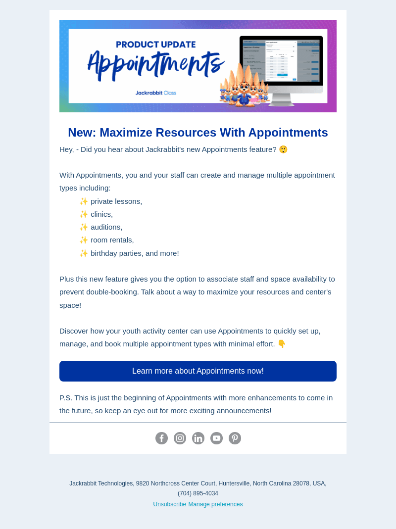 Jackrabbit Technologies email from Thu, Oct 24, 2024