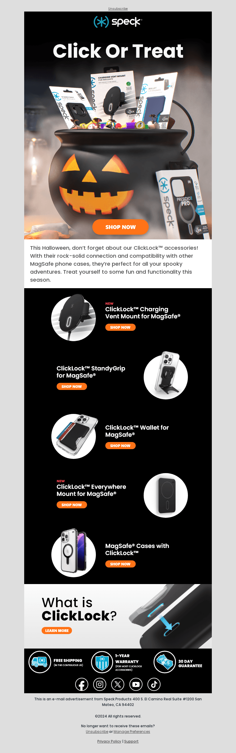 Speck Products email from Fri, Oct 25, 2024