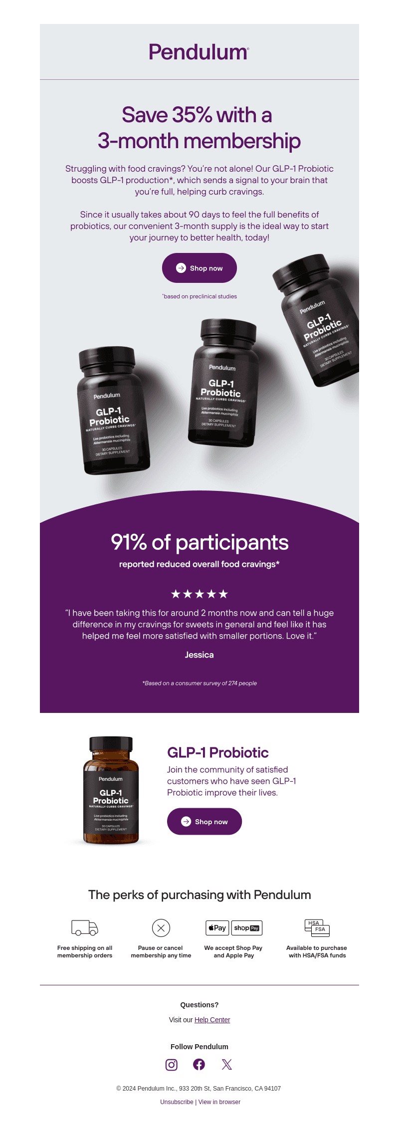 Pendulum Therapeutics email from Fri, Oct 25, 2024