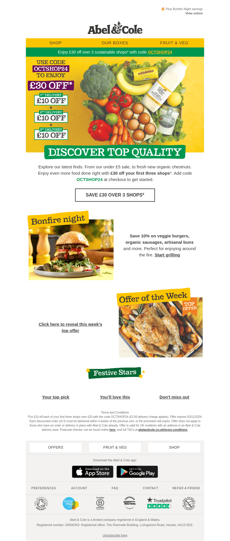 OPEN to SAVE £30 over 3 shops