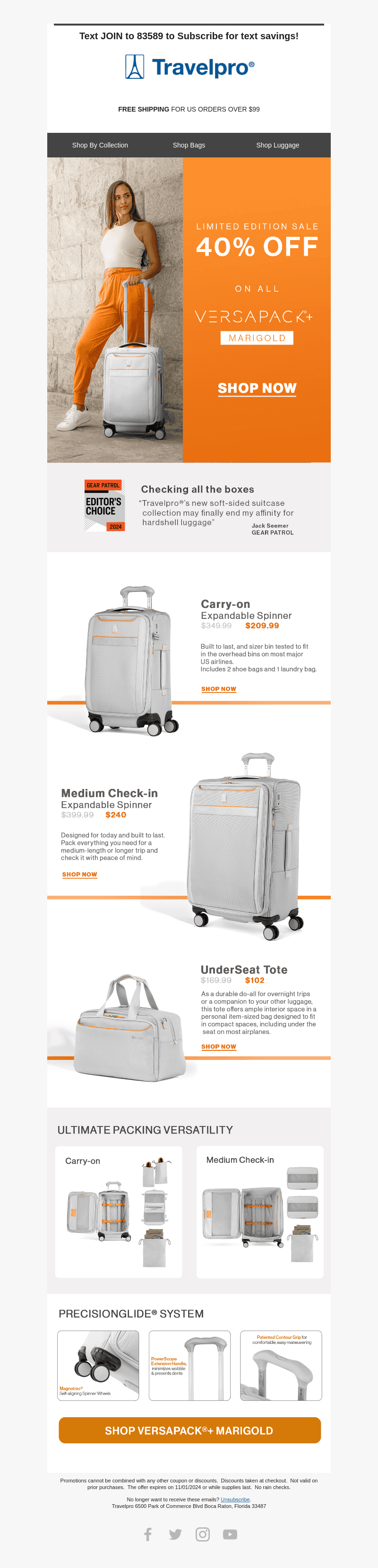 Travelpro Products email from Fri, Oct 25, 2024