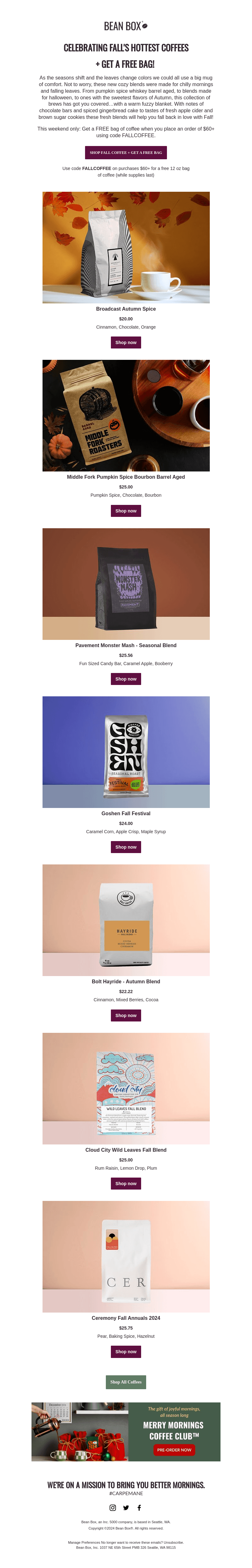 BeanBox email from Fri, Oct 25, 2024