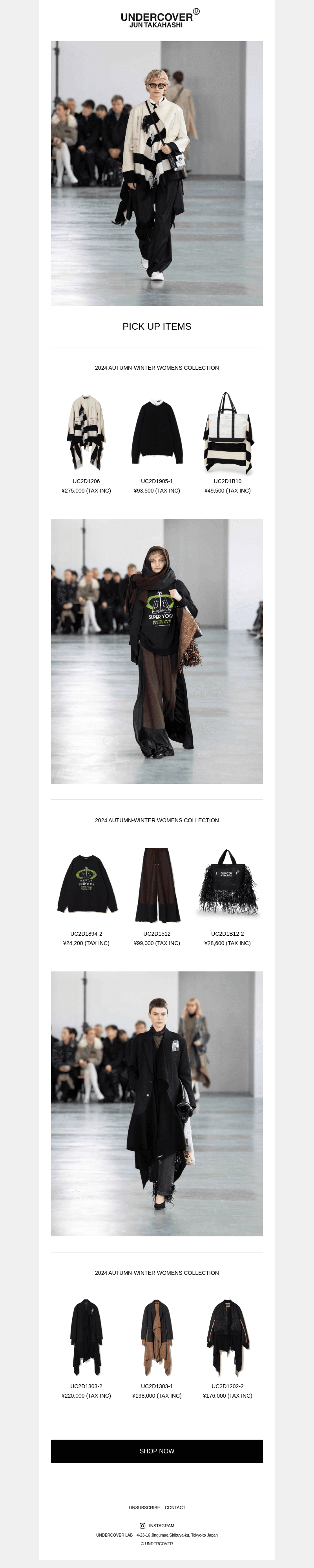 UNDERCOVER ONLINE STORE PICK UP ITEMS