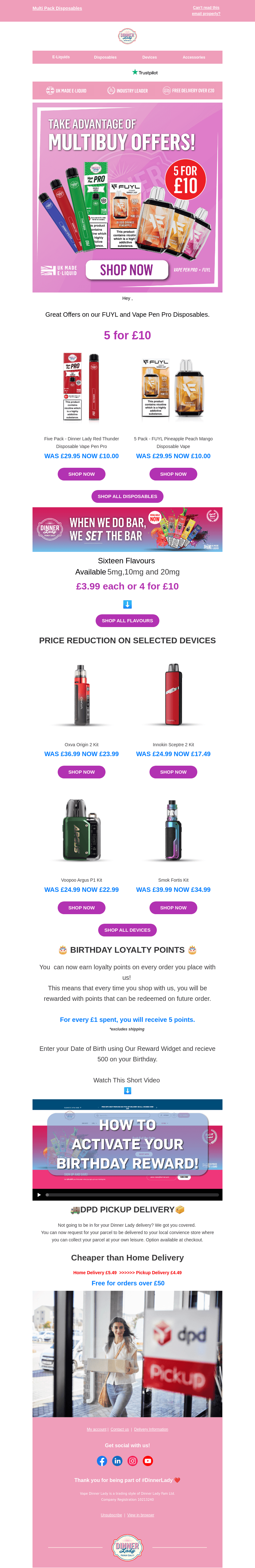 5 for £10 on Selected Disposables 😍