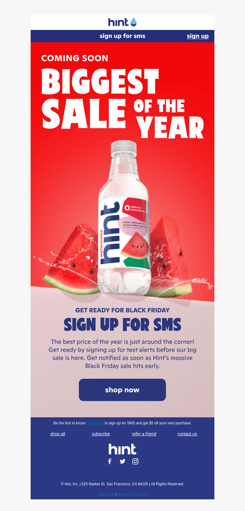 Hint Water email from Sat, Oct 26, 2024