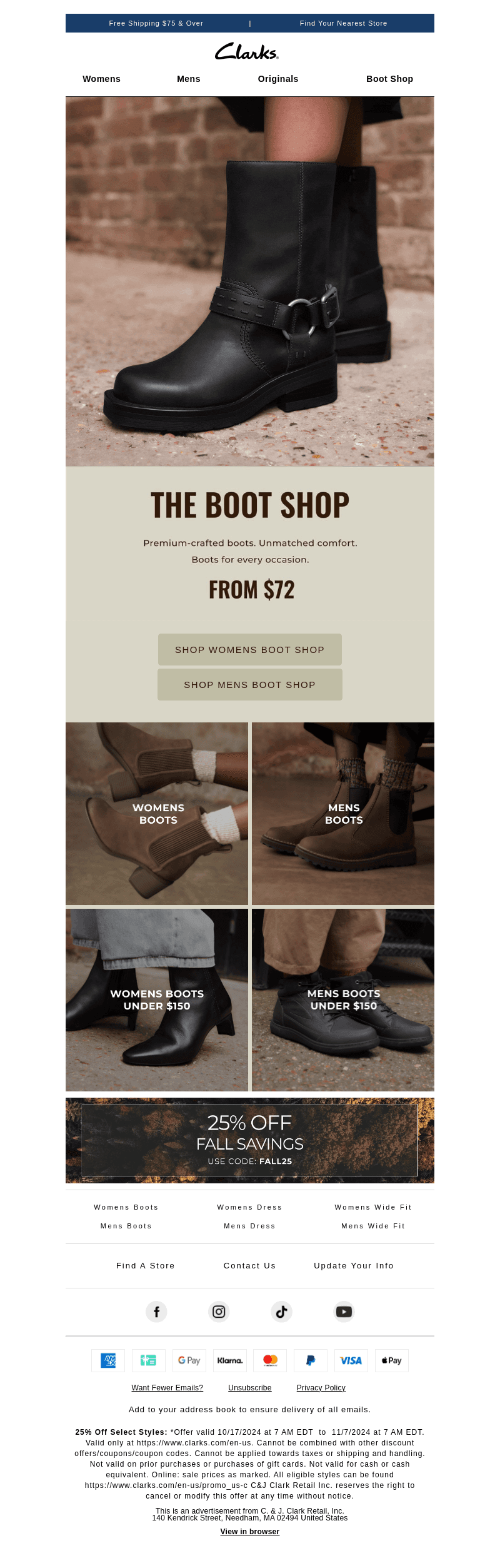 BOOTS starting at $72