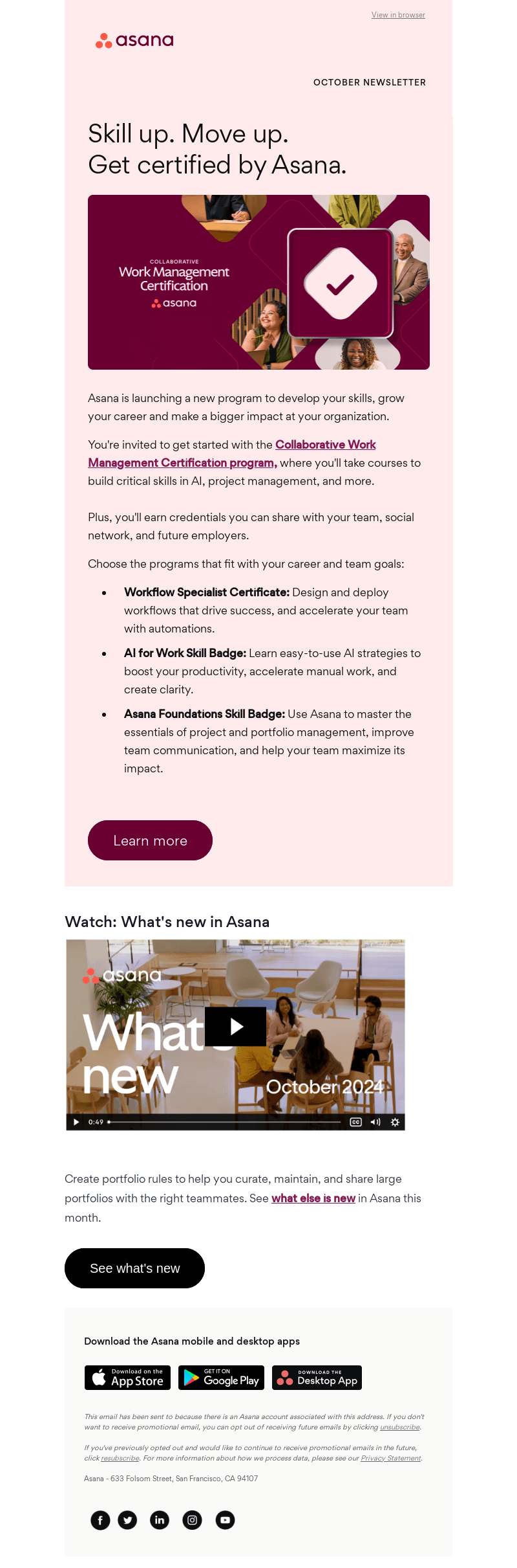 Asana email from Mon, Oct 28, 2024