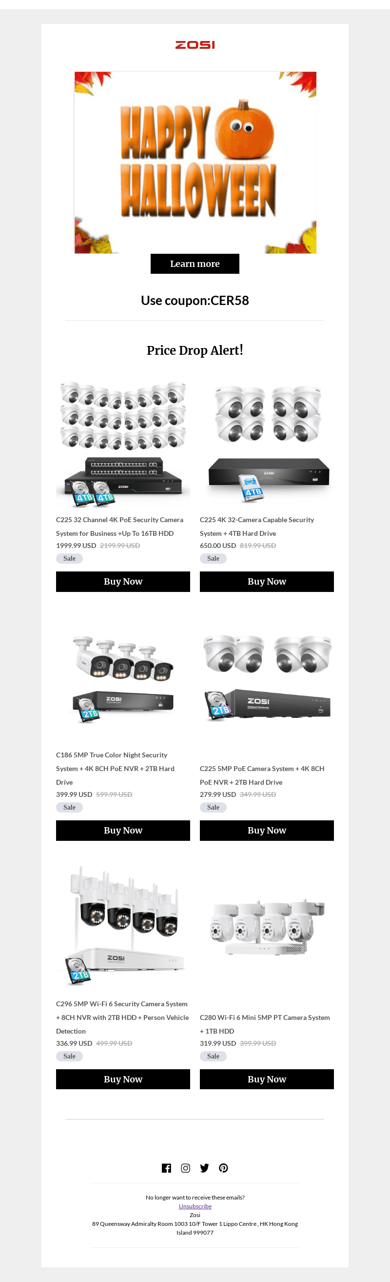 ZOSI Technologies Co. email from Tue, Oct 29, 2024