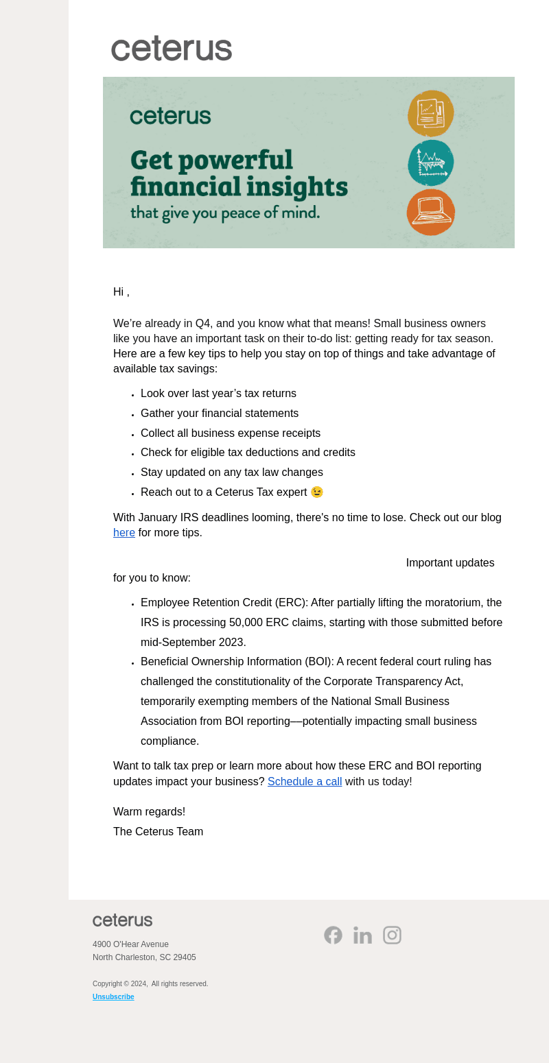Ceterus email from Tue, Oct 29, 2024