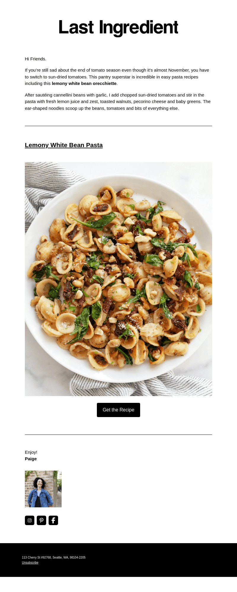 New Recipe: Lemony White Bean Pasta