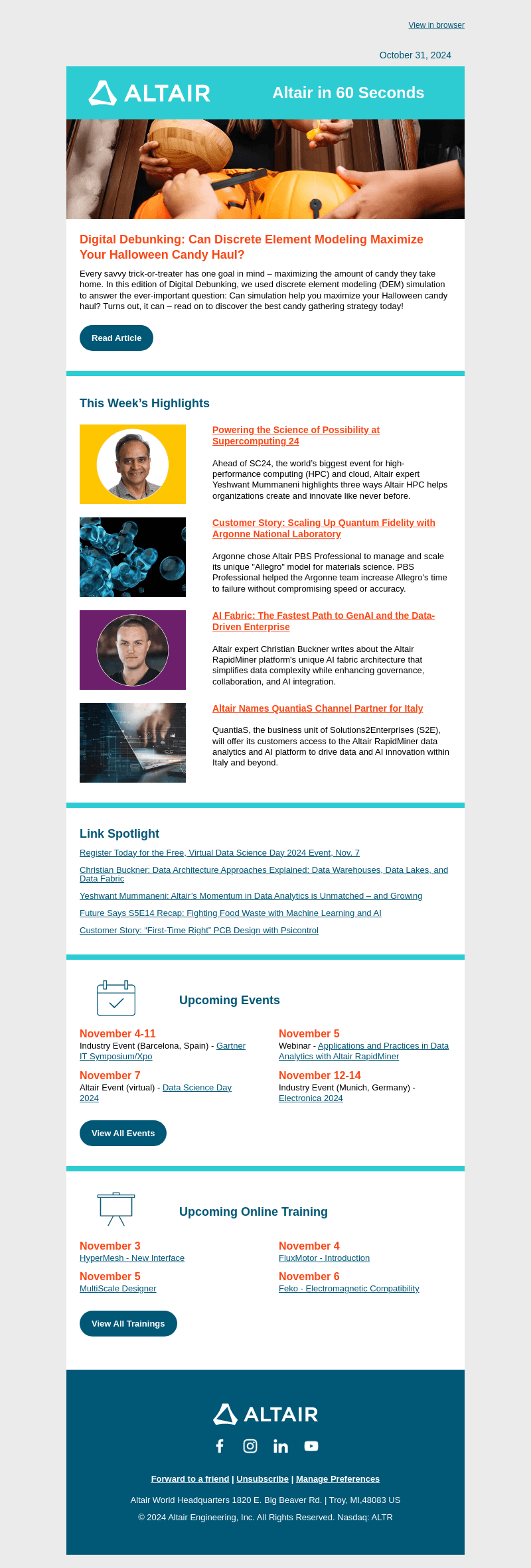 Altair email from Thu, Oct 31, 2024