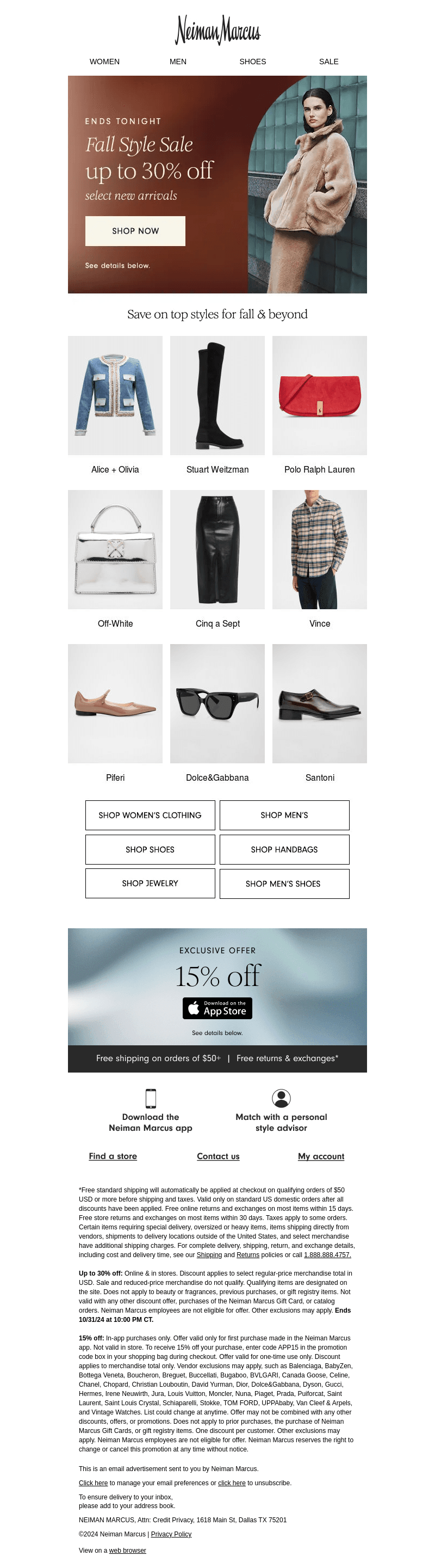 Fall Style Sale ends TONIGHT