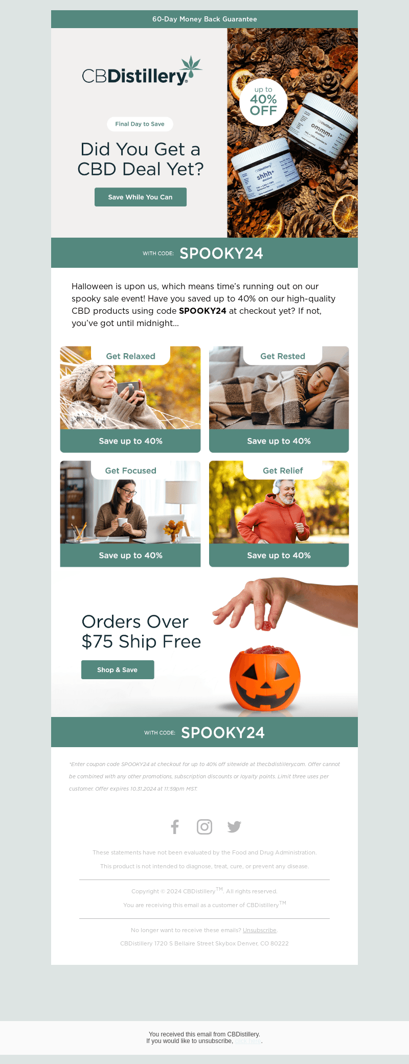 The CBDistillery email from Thu, Oct 31, 2024