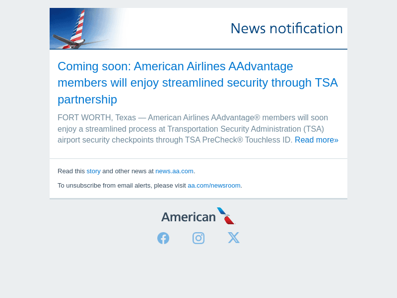 American Airlines email from Thu, Oct 31, 2024