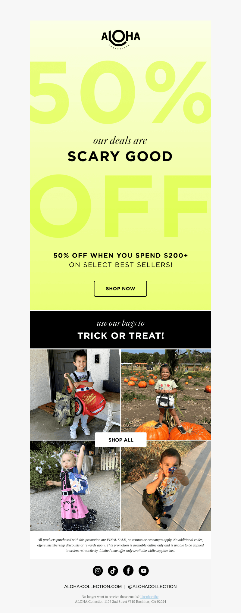 🎃 50% OFF when you spend $200?! 🐈‍⬛