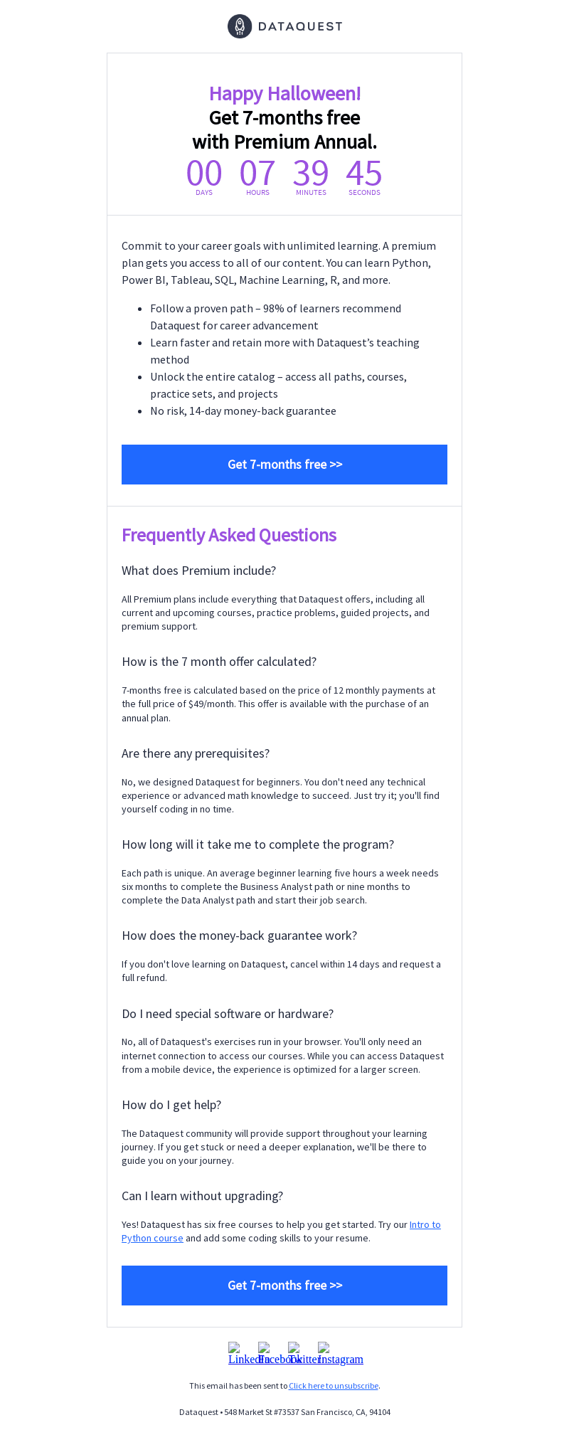 Dataquest.io email from Thu, Oct 31, 2024