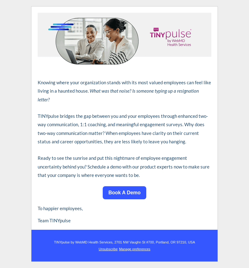 TINYpulse email from Thu, Oct 31, 2024