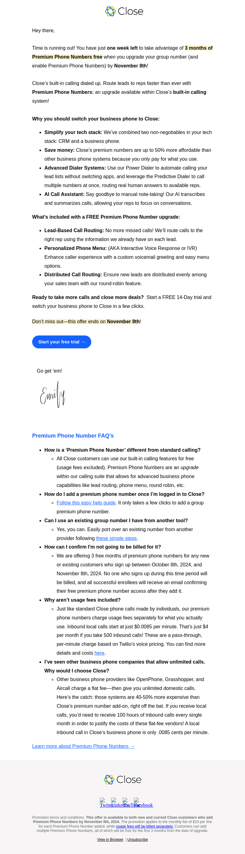 Close email from Thu, Oct 31, 2024
