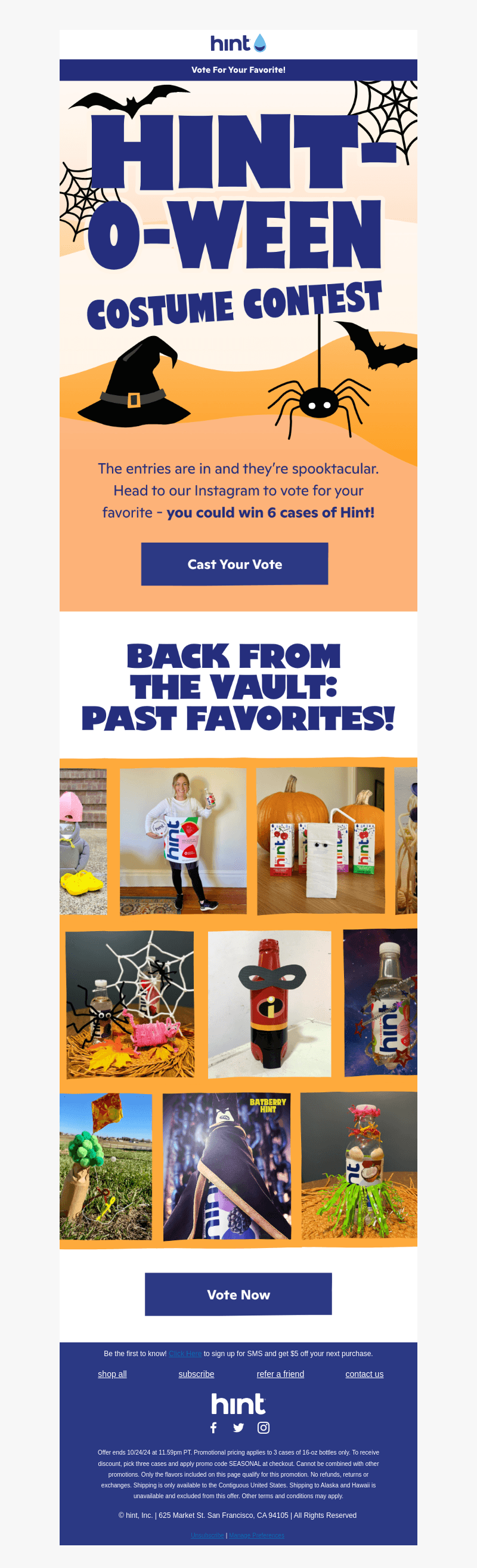 Hint Water email from Thu, Oct 31, 2024
