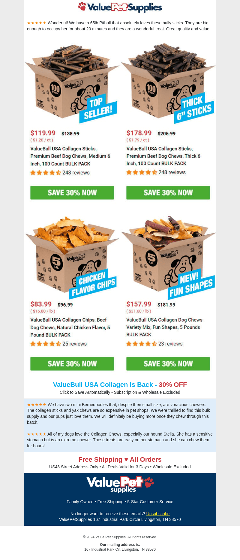 ValuePetSupplies email from Sat, Nov 2, 2024