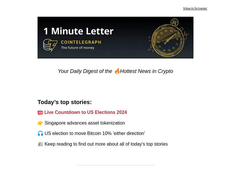 Cointelegraph email from Mon, Nov 4, 2024