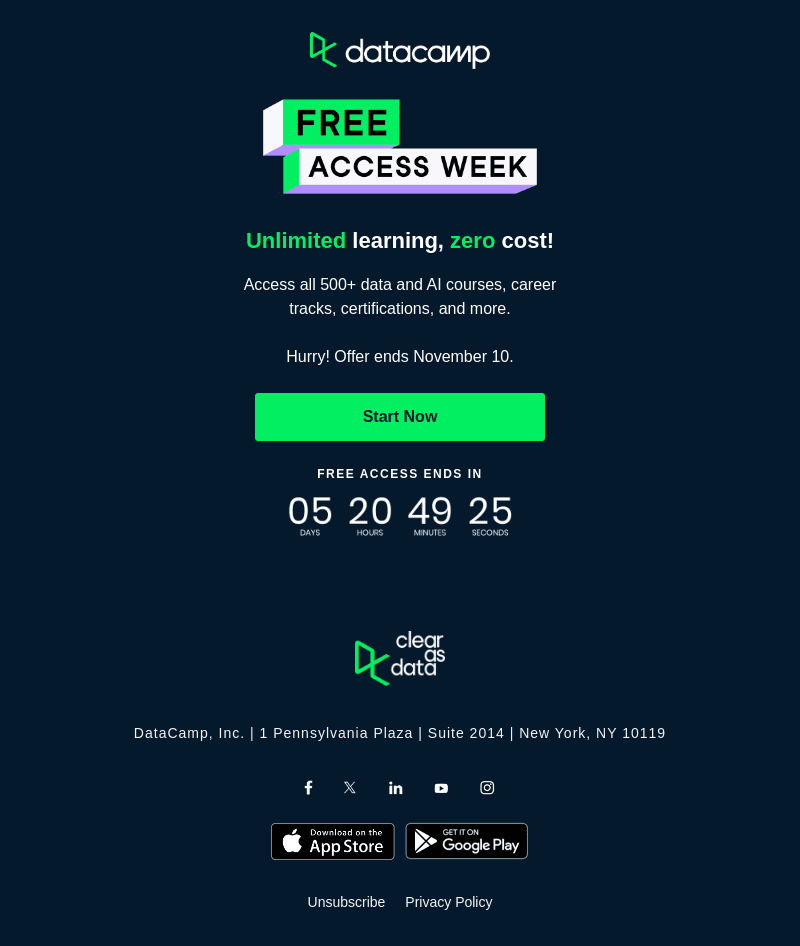 Congrats: Free Unlimited Access until Nov 10!