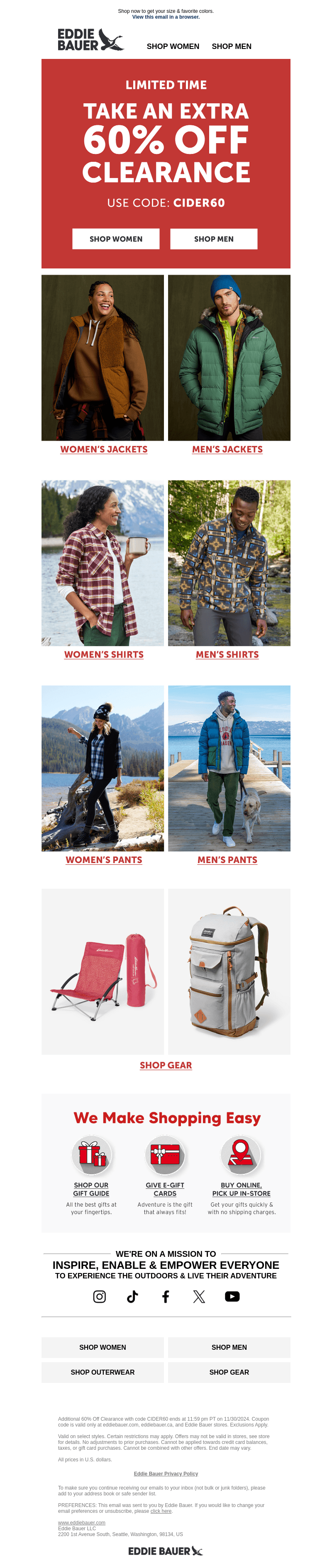 Eddie Bauer email from Thu, Nov 7, 2024