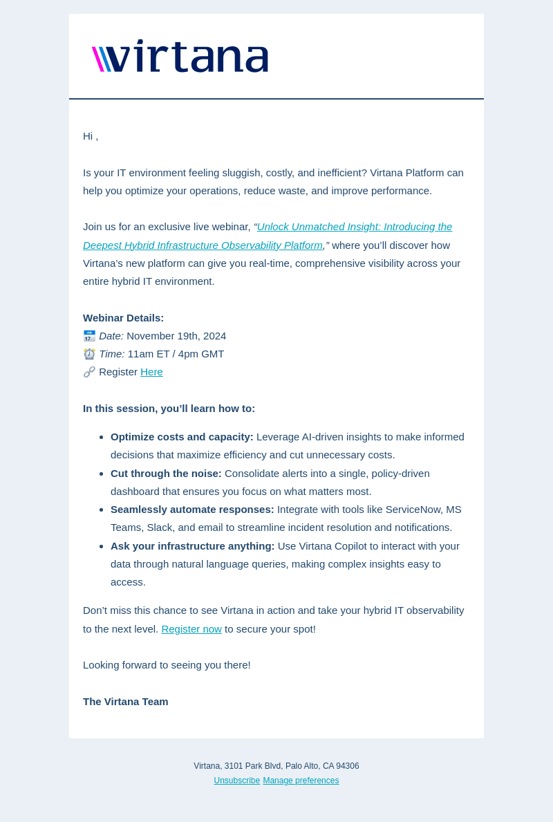 [Reminder] Unlock Next-Level Observability with the New Virtana Platform