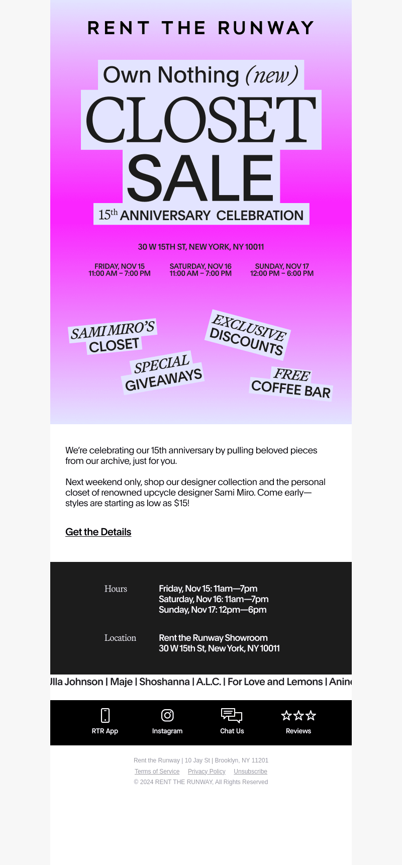 Rent the Runway email from Sat, Nov 9, 2024