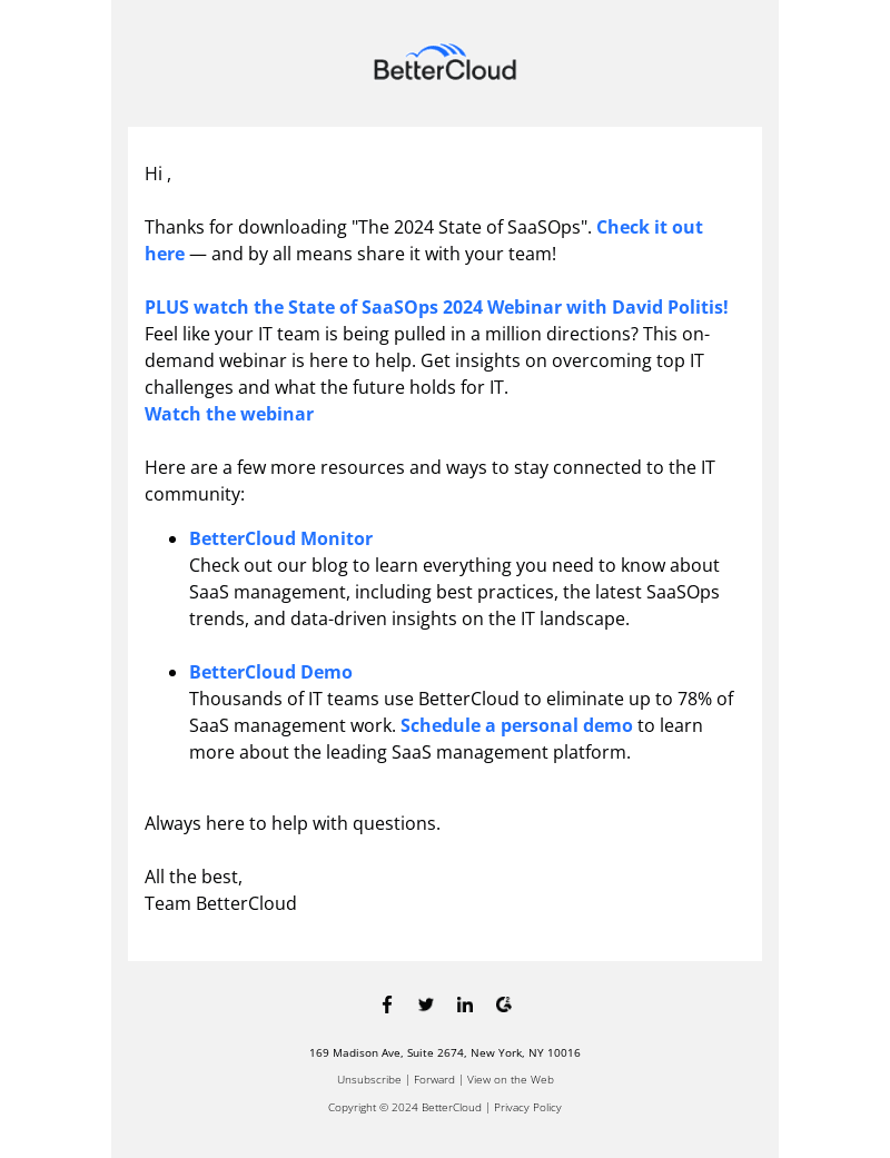 BetterCloud email from Sun, Nov 10, 2024