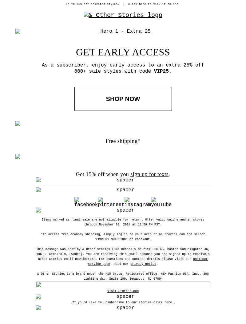 Early access: Extra 25% off sale