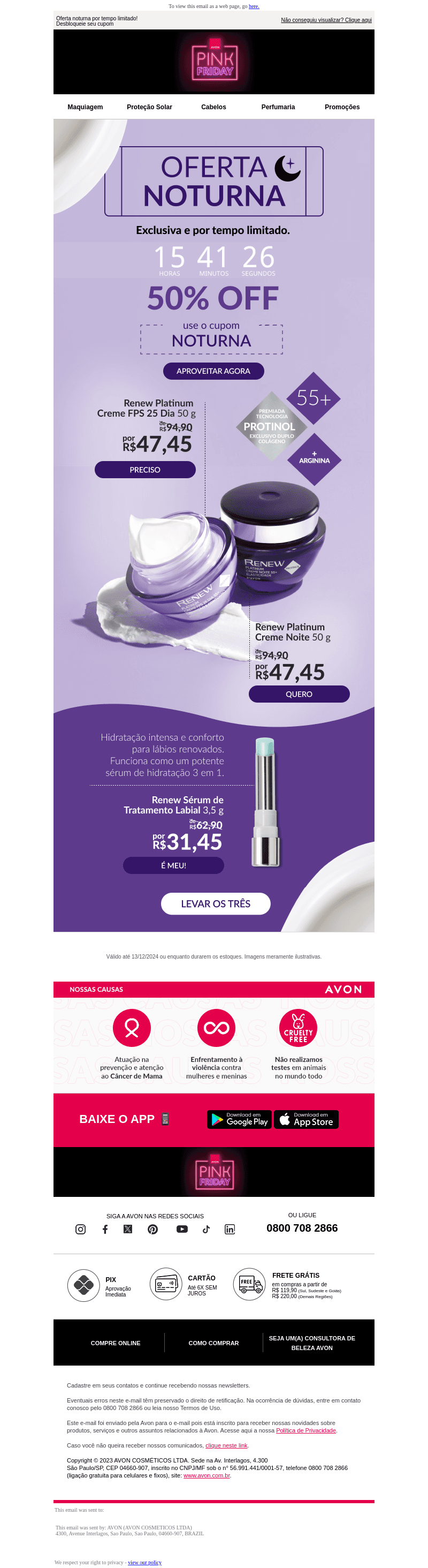 Sua noite merece 50%OFF em Renew! 🌓