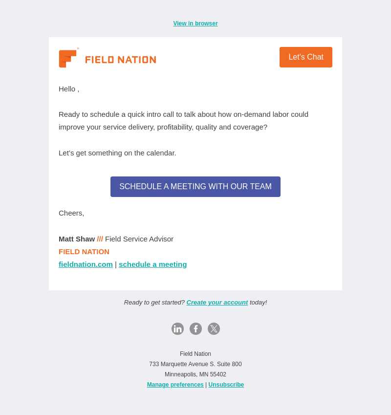 + Field Nation intro call 🗓️