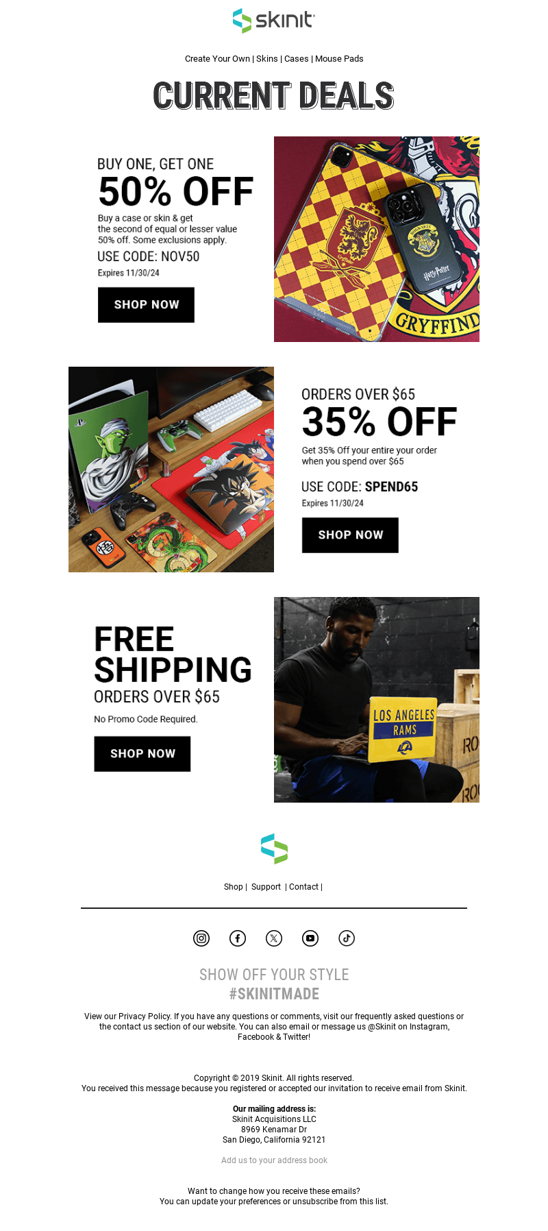 Skinit email from Wed, Nov 13, 2024