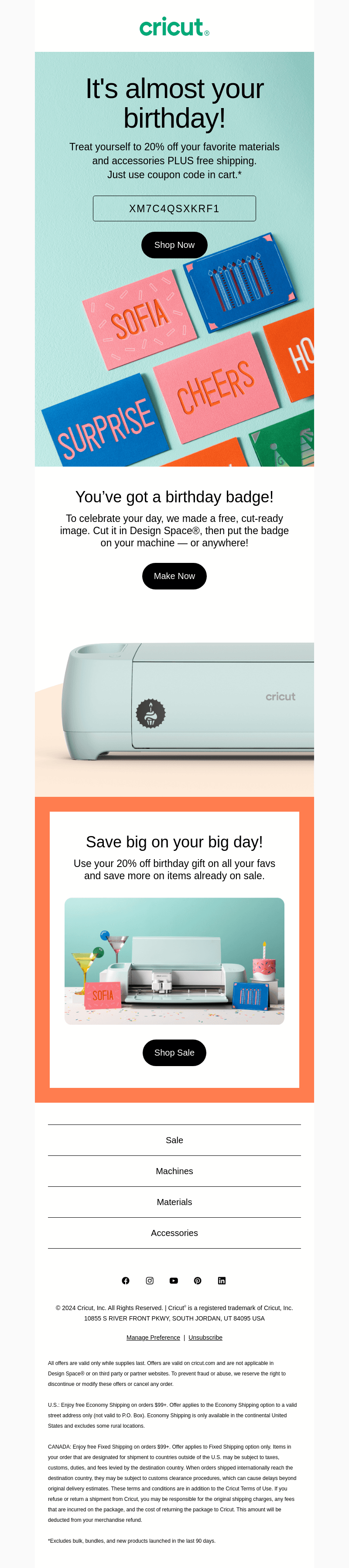 Cricut email from Wed, Nov 13, 2024