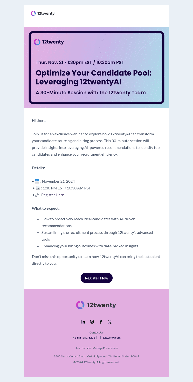 Exclusive Invite to 12twentyAI Webinar - Optimizing Your Candidate Pool