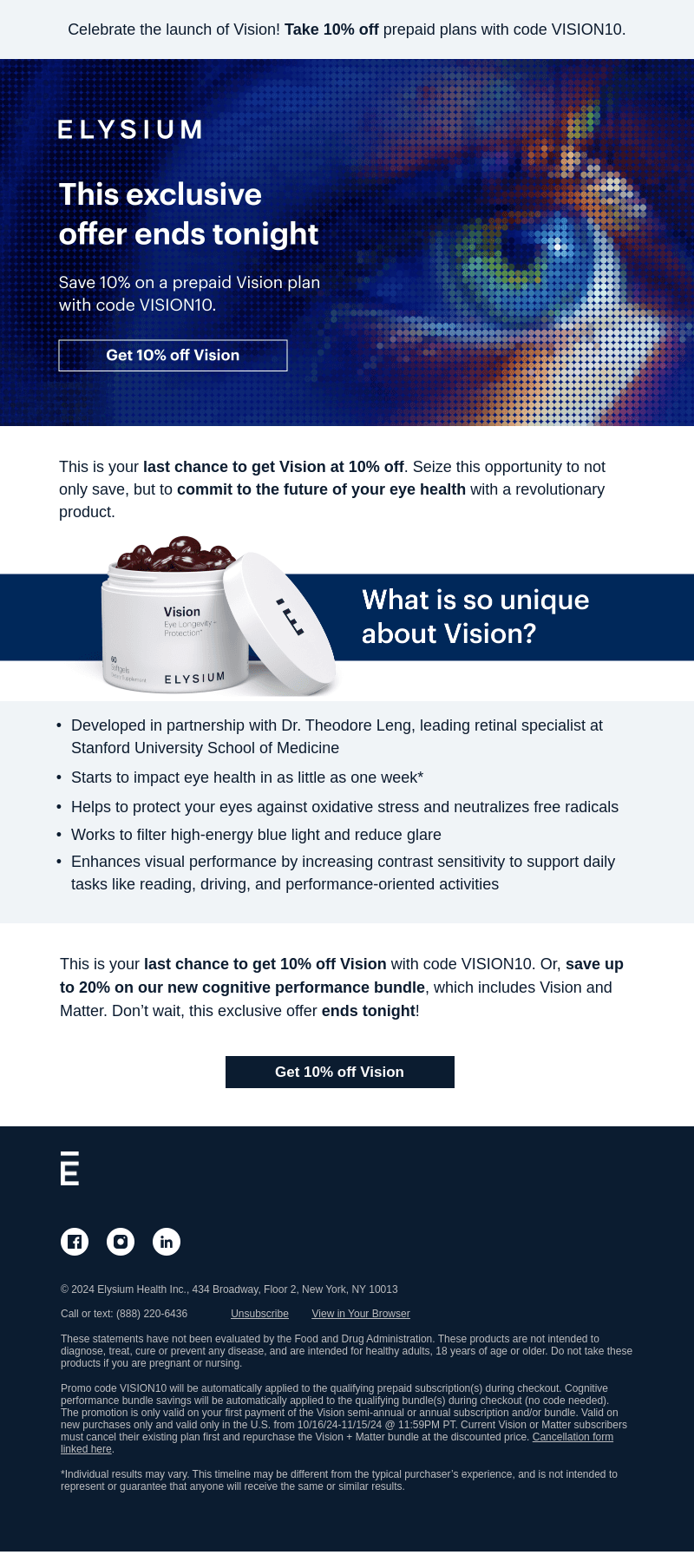 ENDS TONIGHT 🕛 10% off Vision