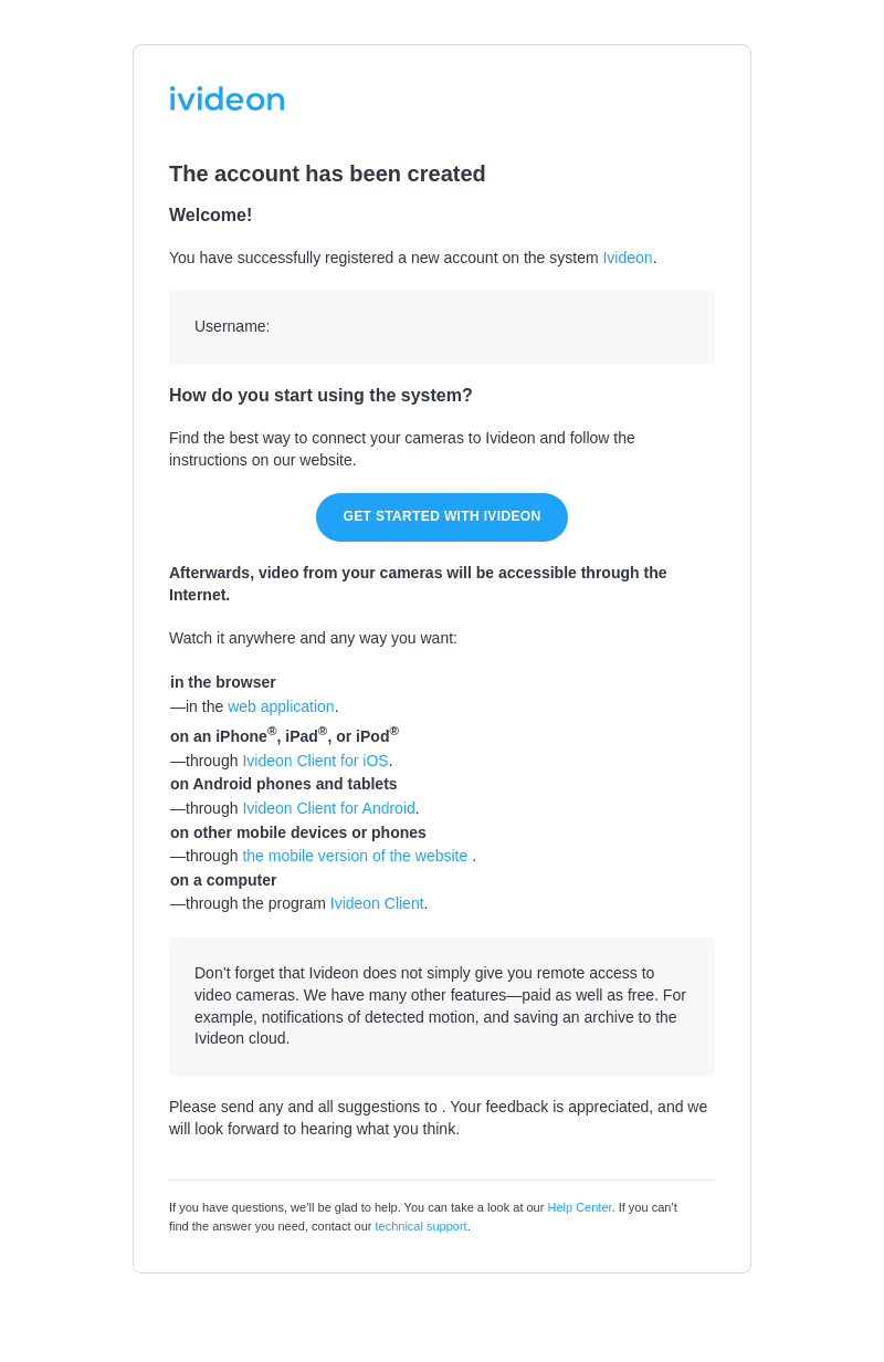 Ivideon email from Sat, Nov 16, 2024