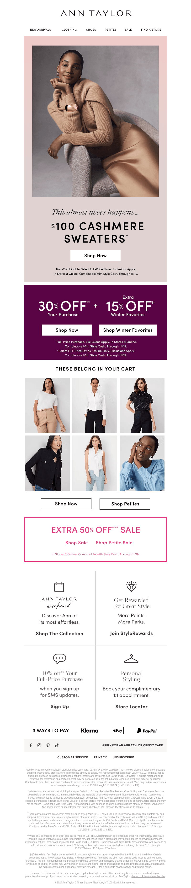 $100 Cashmere Starts Now!