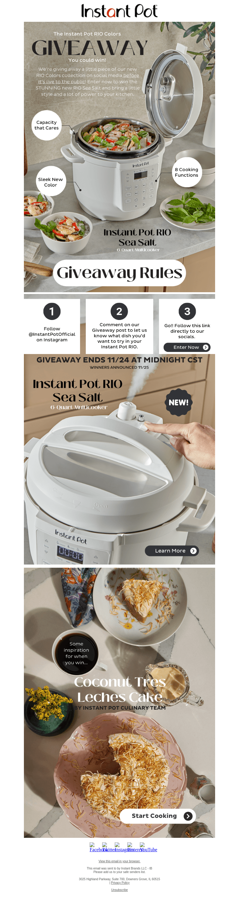 Instant Pot email from Mon, Nov 18, 2024