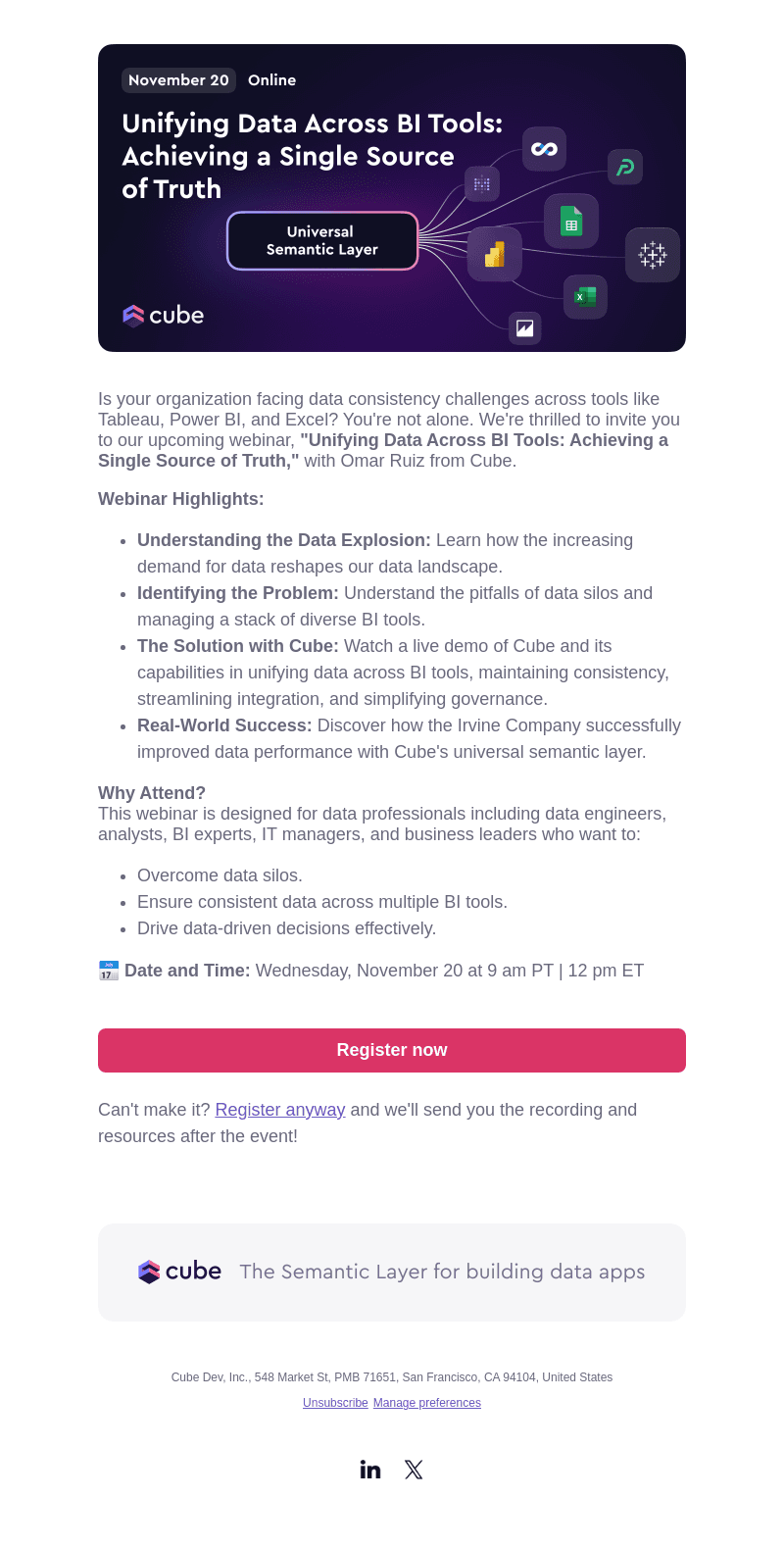 Achieve a Single Source of Truth in BI - Webinar Invitation